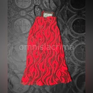 (SOLD) RARE 90s Red Flame Mesh Eternal Hell Top by Lip Service